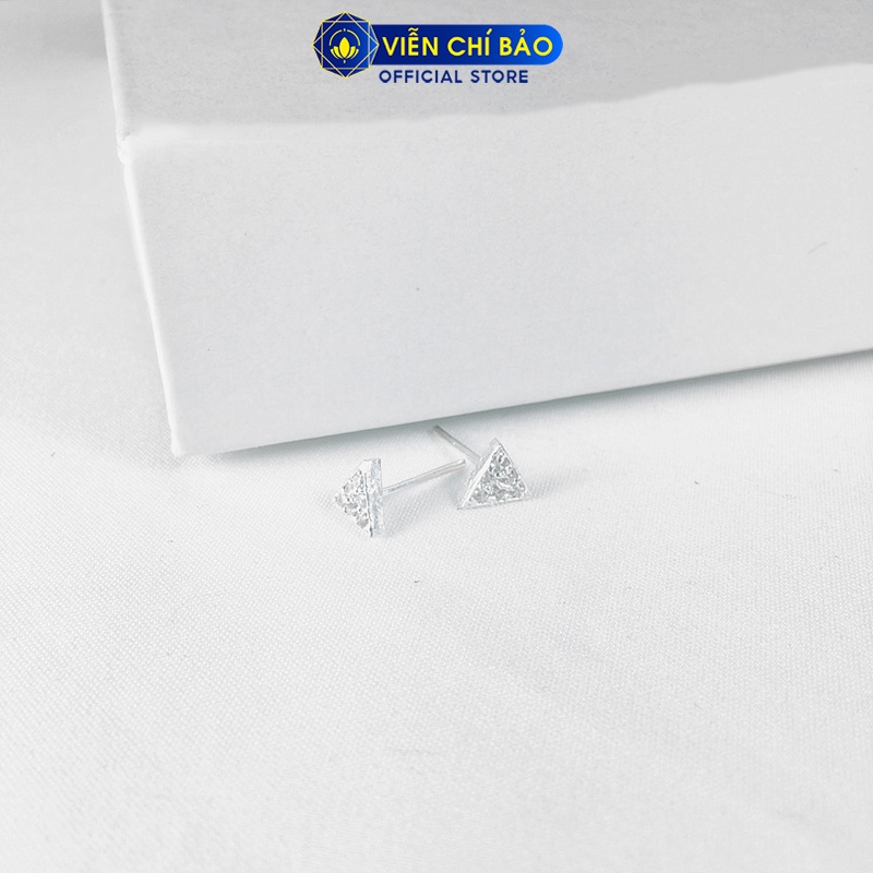 Bông tai bạc nữ hình Tam giác lấp lánh chất liệu bạc 925 thời trang phụ kiện trang sức nữ Viễn Chí Bảo E045
