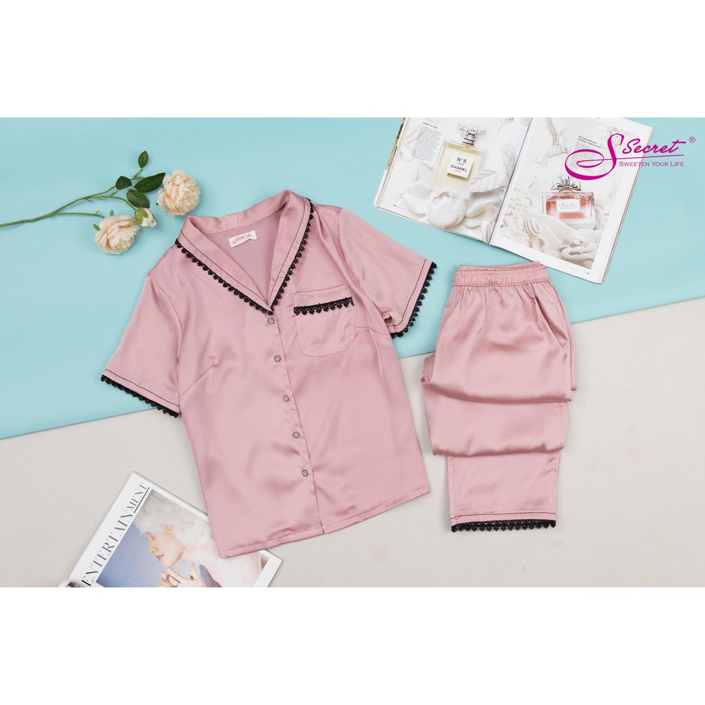 Đồ bộ ngủ nữ mặc nhà xuân hè chất liệu lụa cao cấp Sweeten your life SXH2021