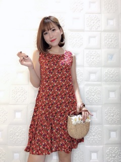 Váy lanh hoa dáng suông rộng