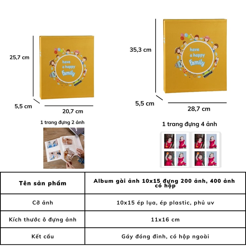 Album ảnh 10x15 có hộp sang trọng đựng 200 ảnh, 400 ảnh niều mẫu bìa đẹp để ảnh cho con, quà tặng Tú Vy Studio