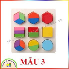 Đồ chơi xếp hình gỗ an toàn lắp ghép hình học montessori trí tuệ giúp bé phát triển tư duy hình khối