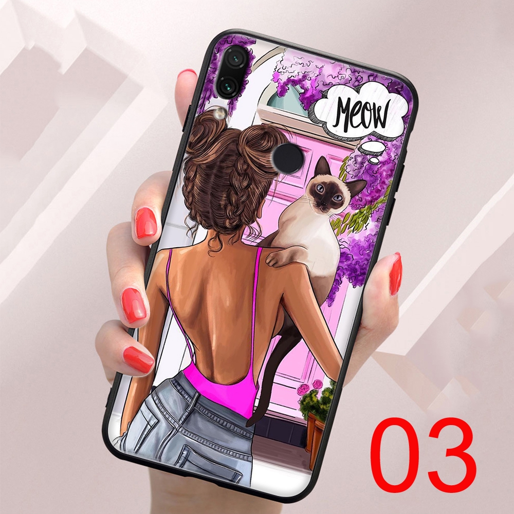 Ốp Điện Thoại Mềm Viền Đen Hình Cô Gái Mua Sắm Cho Xiaomi Redmi Note 9 9s 9t 9c 9a Pro Max