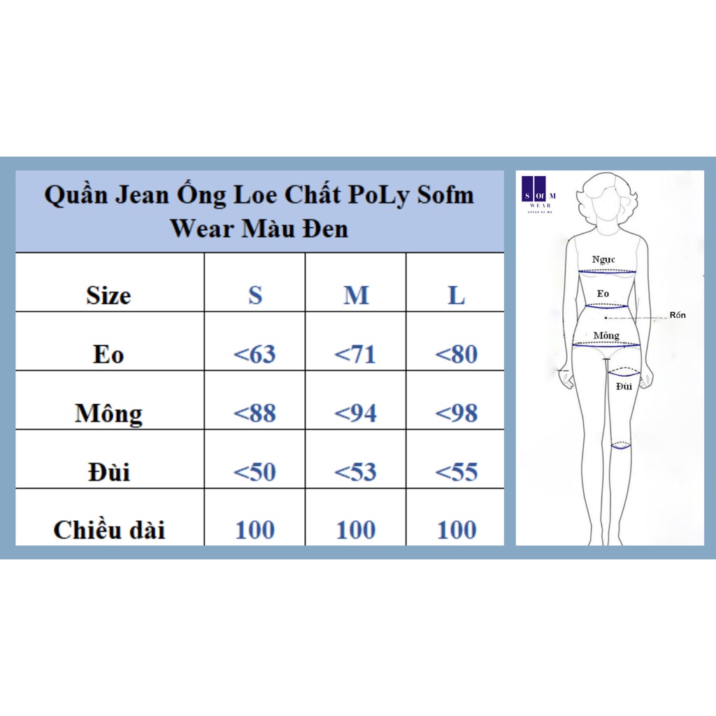 Quần Ống Loe Vải Poly Hàn Tôn Mông Tôn Dáng