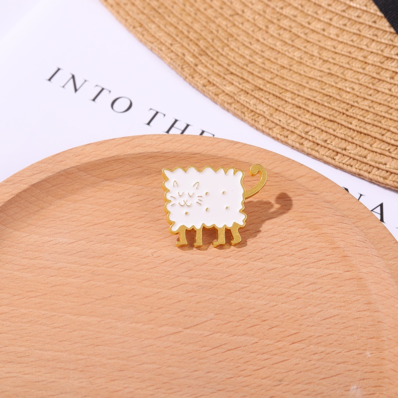 Ghim cài áo QIHE JEWELRY kiểu mèo hoạt hình dễ thương ngộ nghĩnh thời trang