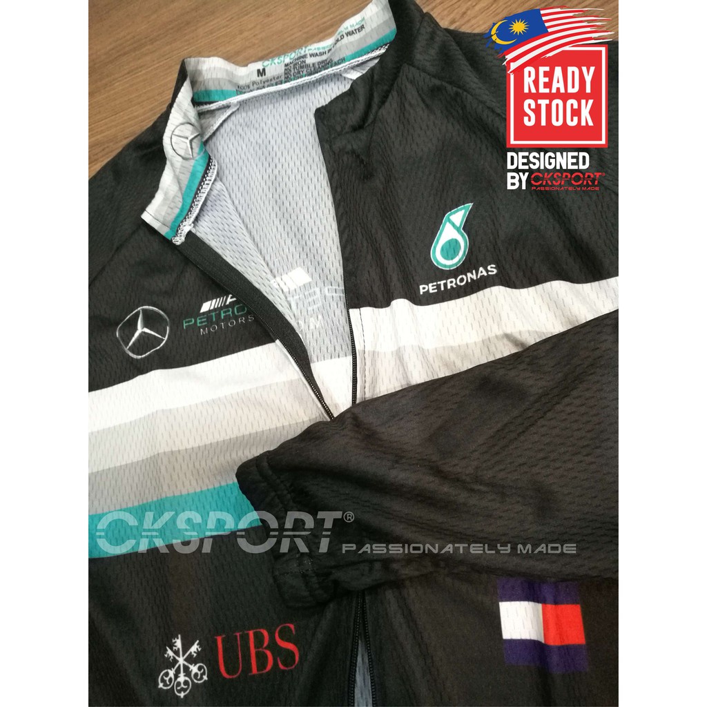 Petronas AMG Mercedes Áo Đen Dài Tay Đi Xe Đạp Mát Mẻ Công Nghệ Mát Mẻ Hàng Có Sẵn