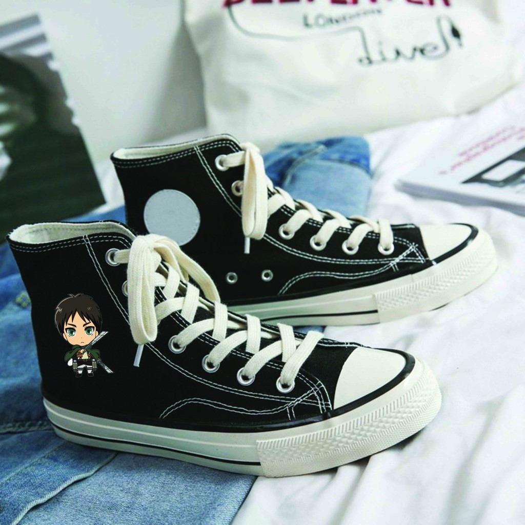 Giày thể thao cổ cao in hình ATTACK ON TITAN size nam nữ 36 - 43 thời trang anime chibi M1