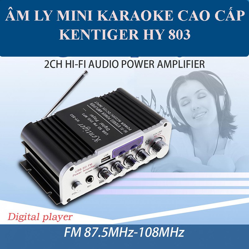 Âm Ly Karaoke Bluetooth Mini Kentiger HY 803 Sử Dụng Điện Áp 220V/12V Tiện Lợi Cho Âm Thanh Tuyệt Hảo