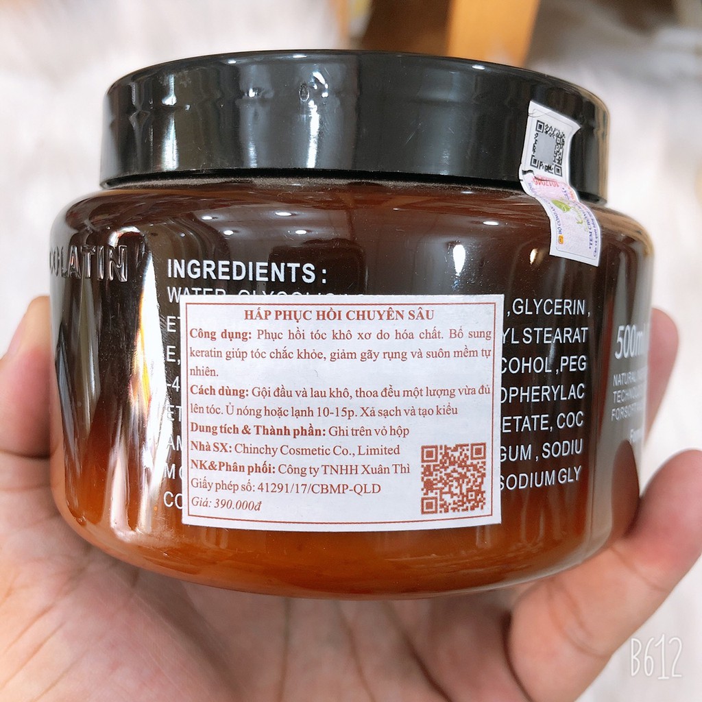 Hấp dưỡng chuyên sâu bổ xung Colagen Keratin hủ COLATIN 500ml  cho tóc khô sơ hư tổn