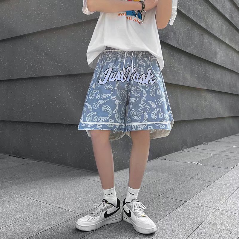 Quần Short Cotton Ống Rộng Thêu Họa Tiết Phong Cách Hip hop Đường Phố Thời Trang Mùa Hè Dành Cho Nam 2022