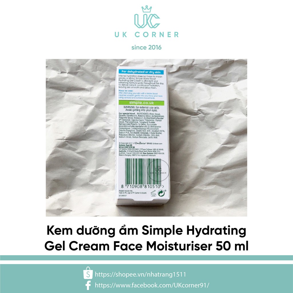 Kem dưỡng cấp nước Simple Water Boost Hydrating Gel Cream 50ml | BigBuy360 - bigbuy360.vn
