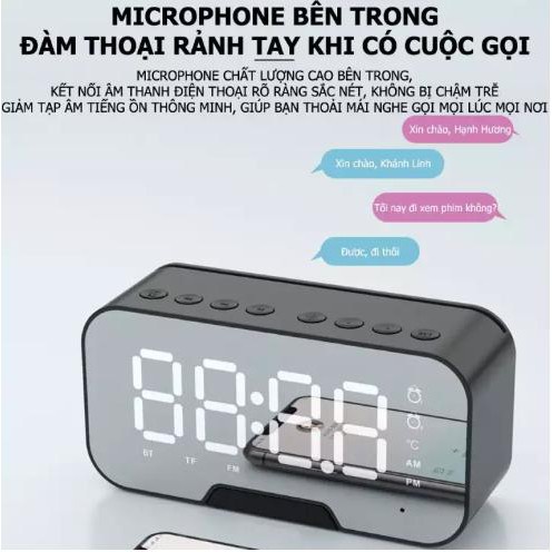 Loa bluetooth đồng hồ mini không dây nghe nhạc làm đèn ngủ màn hình soi gương, Chính Hãng PKT
