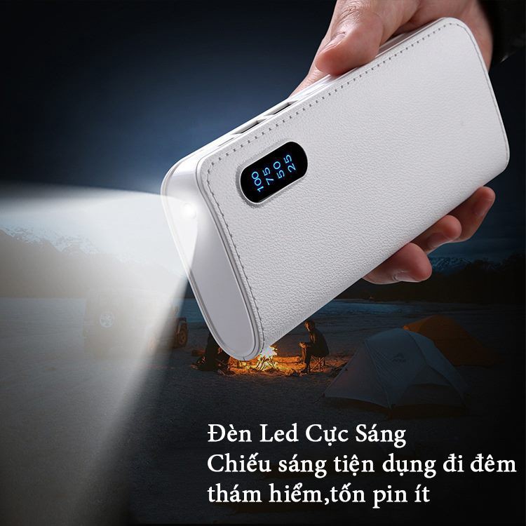  [Bảo Hành Chất Lượng] Sạc dự phòng bề mặt da siêu đẹp sạc nhanh an toàn Pin Sac Du Phong Dung Lượng 10000 mAh  PB1990