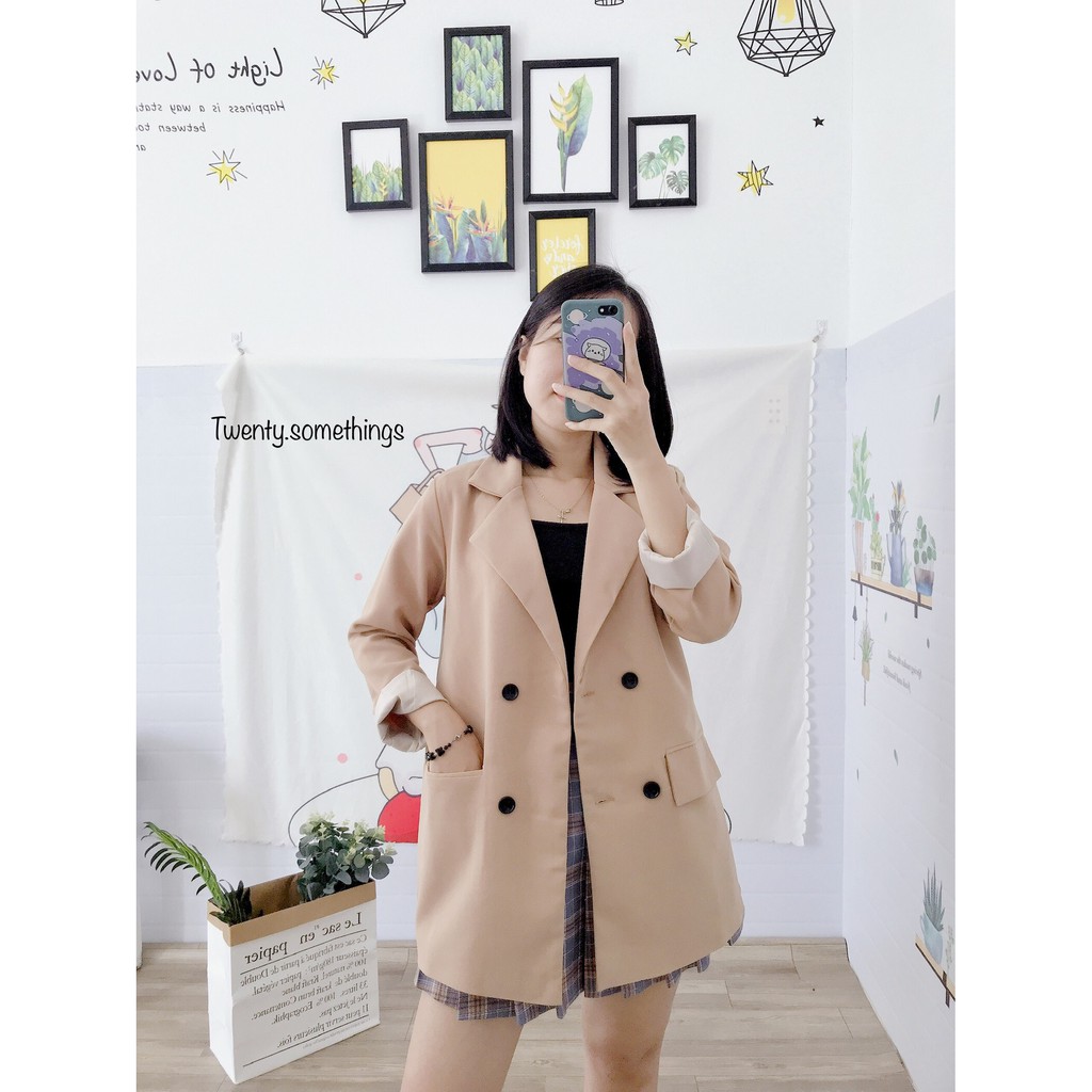 ÁO BLAZER NÂU ẤM 2 LỚP STYLE ULZZANG HÀN QUỐC (ảnh thật/sẵn/có video) | BigBuy360 - bigbuy360.vn