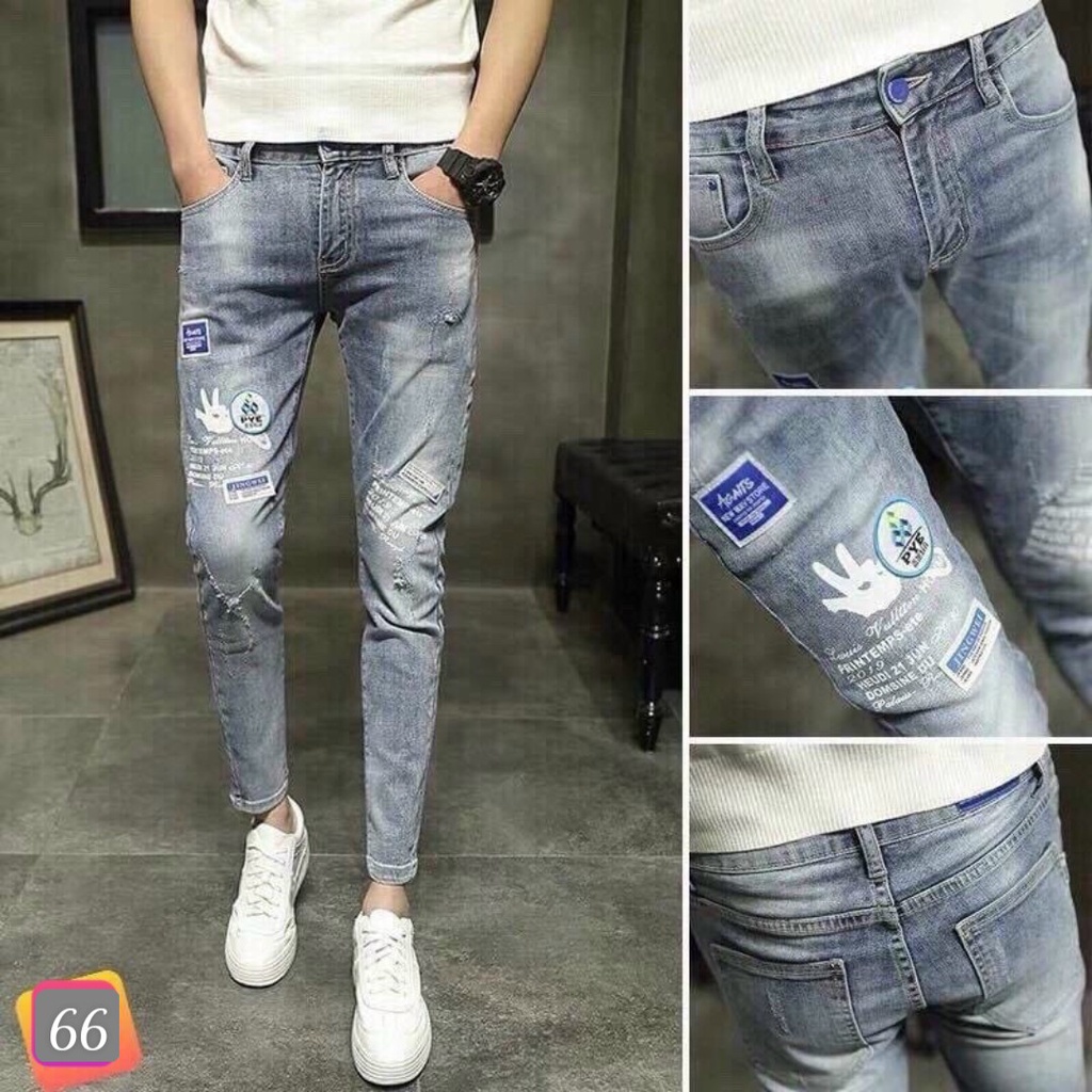 Quần Jeans Jogger thể thao Rin Nam Chất Bò Cao Cấp Xám Xanh Ống Bó Co Giãn P34 | BigBuy360 - bigbuy360.vn