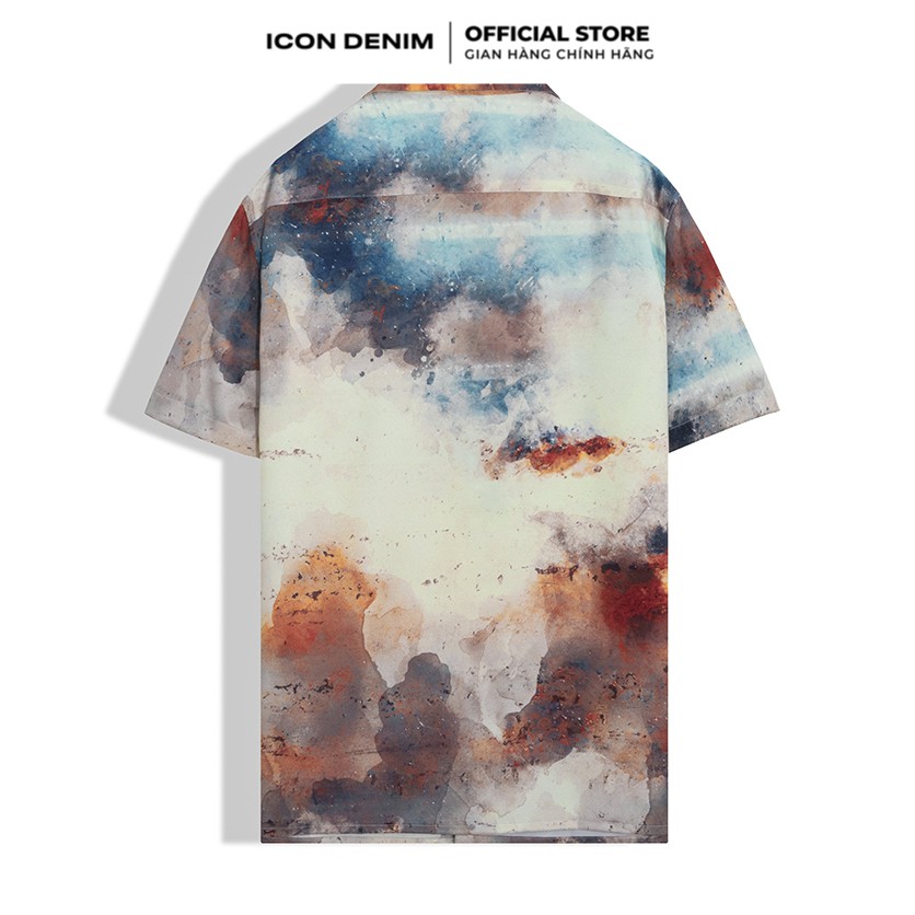 Áo Sơ Mi Nam ICON DENIM Tay Ngắn Cổ Bẻ Họa Tiết Họa Tiết Vẩy Sơn Watercolor Art Phom Xuông | BigBuy360 - bigbuy360.vn