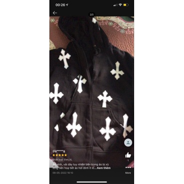 Áo Hoodie Khoá Kéo Chữ Thập Tay Bồng Unisex , Form Rộng Tay Phồng Ulzzang Hot Hit