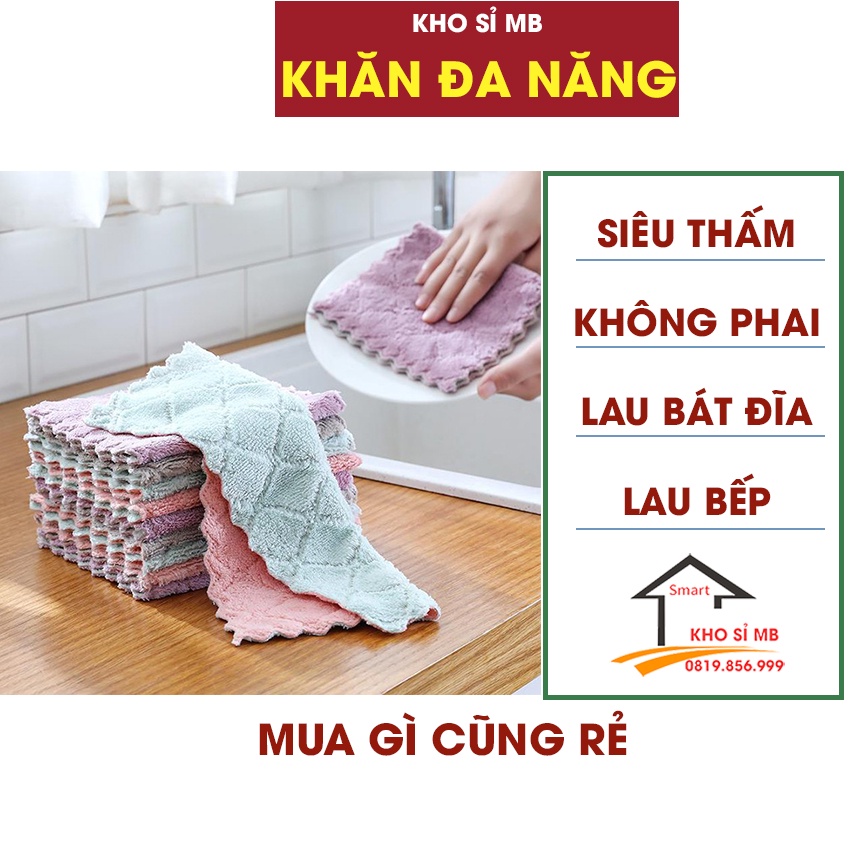 khăn lau đa năng siêu thấm hút, khăn lau bếp, bát đĩa kt 16x25 kho sỉ mb