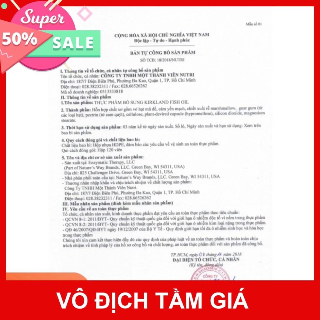 GIÁ VÔ DỊCH Viên Bổ Sung Dầu Cá KIRKLAND FISH OIL 1000mg - 400 Viên GIÁ VÔ DỊCH