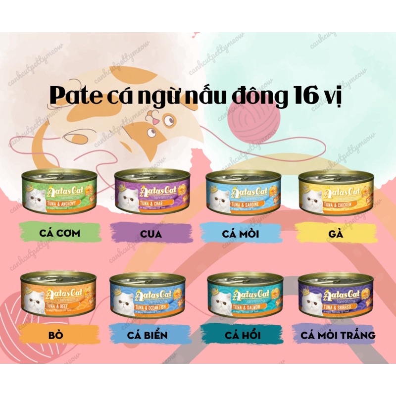 COMBO MIX 24 LON PATE AATAS VỊ GÀ VÀ CÁ - LON 80gram