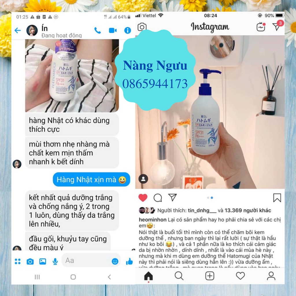 Sữa Dưỡng Thể Hatomugi, Cấp Ẩm, Chống Nắng, Kem Dưỡng Trắng Da Mặt và Body Số 1 Nhật Bản [Hàng Auth - Dưỡng Là Trắng] | BigBuy360 - bigbuy360.vn