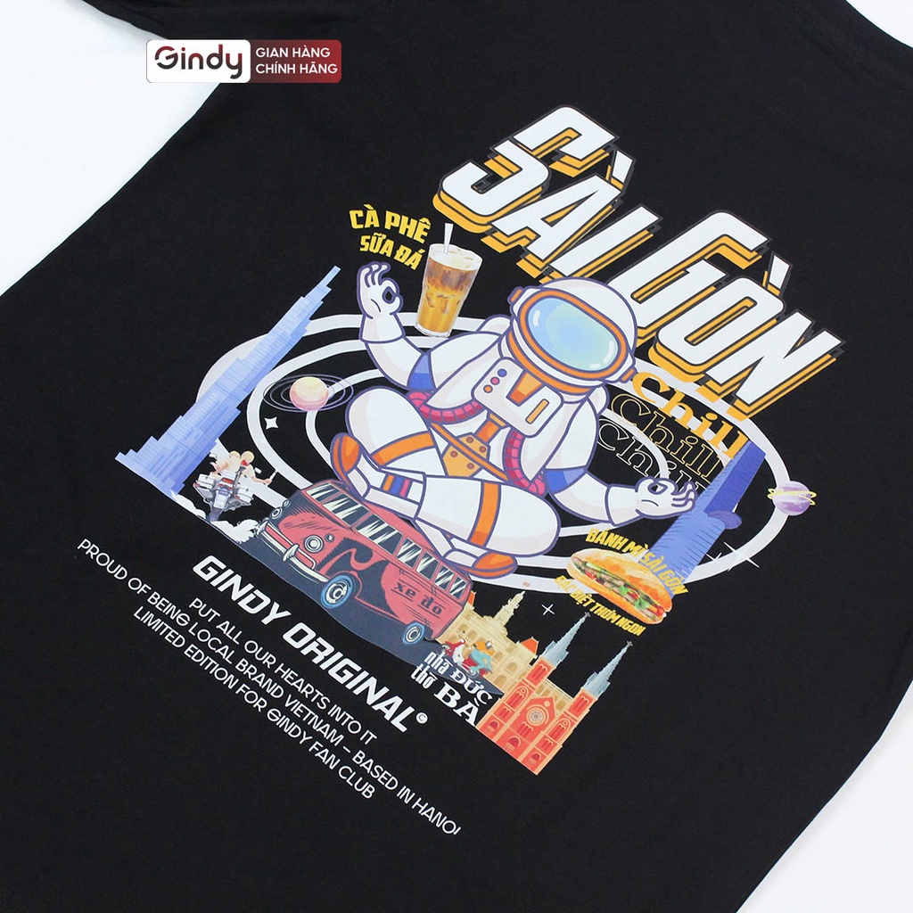 Áo thun tay lỡ form rộng unisex SÀI GÒN CHILL phông nam nữ cổ tròn chất cotton mát thời trang local brand GINDY A001