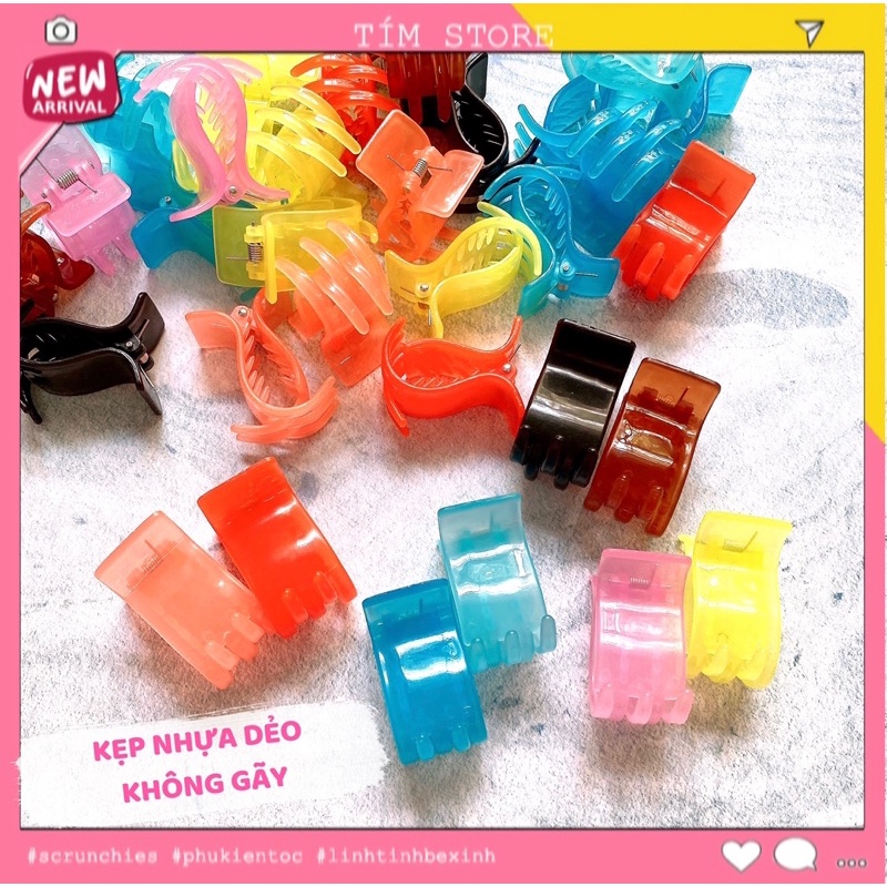 Kẹp bấu tóc cao cấp cua đính hạt nhựa xịn TÍM STORE phụ kiện búi tóc thời trang phong cách hàn quốc