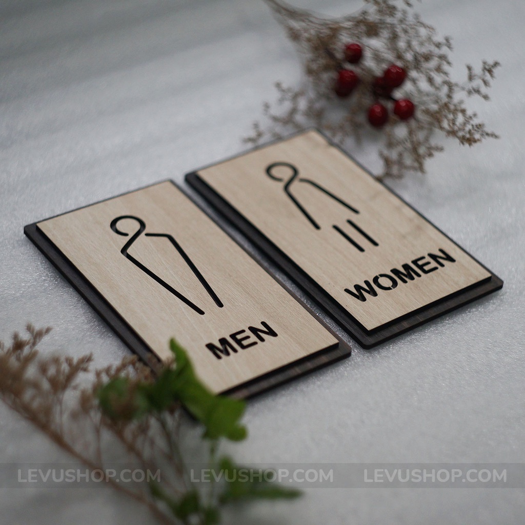 Bảng gỗ Men Women dán cửa phòng vệ sinh LEVU-TL20