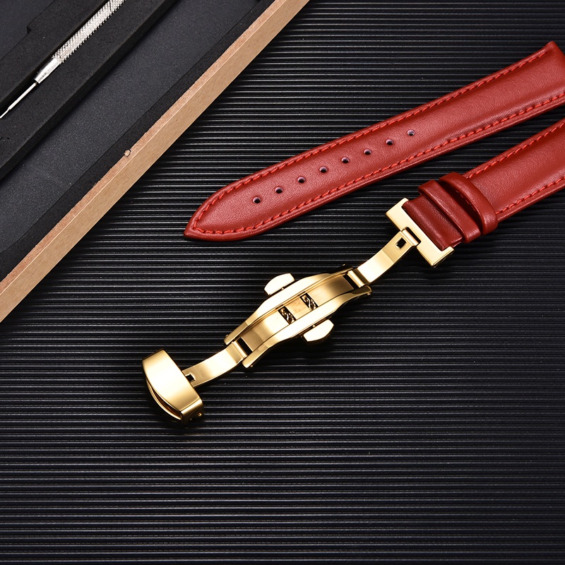 Dây Đeo Đồng Hồ Bằng Da Bò Thật 16mm 18mm 20mm 22mm Có Hộp Gỗ Dành Cho Nam Và Nữ