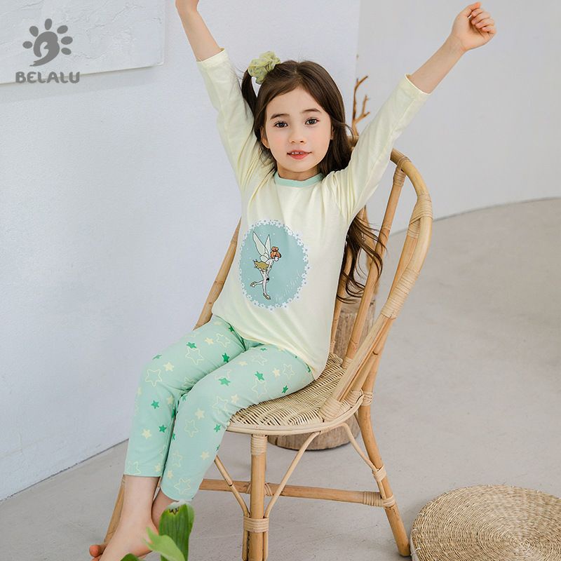 Set bộ quần áo dài tay bé gái thu đông chất cotton Belalu