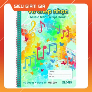 Vở chép nhạc lò xo Klong - 80 trang; Ms 008 - sỉ ib