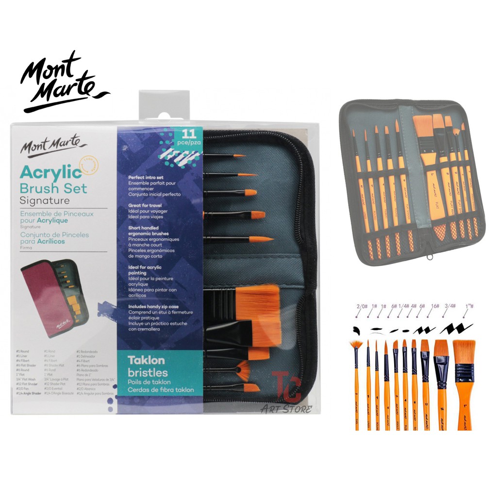 Bộ Cọ Vẽ Acrylic Mont Marte BMHS0030 - Acrylic Taklon Brush