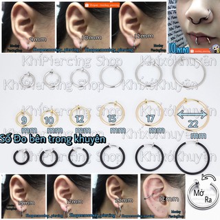 Khuyên Kẹp Giả ở Tai , Môi , Mũi ( 1 chiếc ) KHUYÊN KHÔNG CẦN BẤM LỖ nxt16