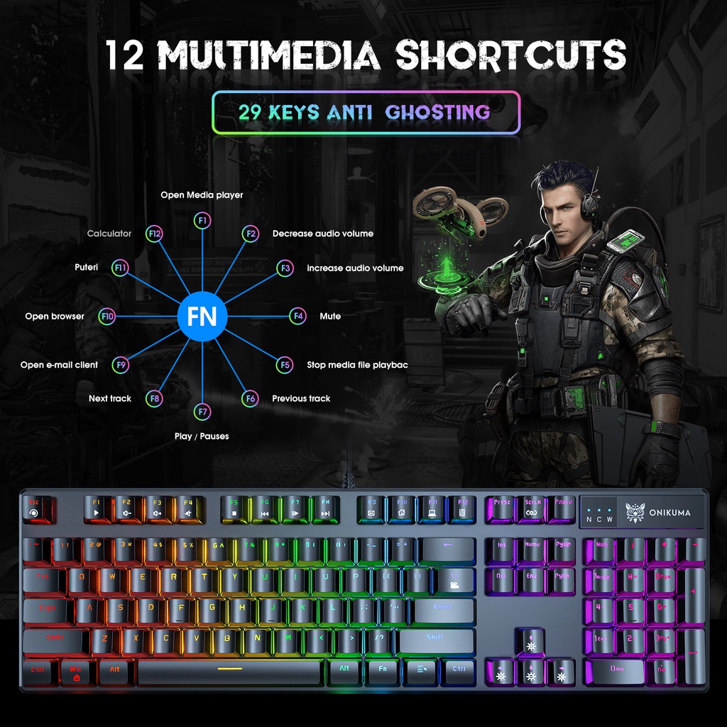 Bàn phím chơi game cơ học có dây G27 màu đen với đèn RGB