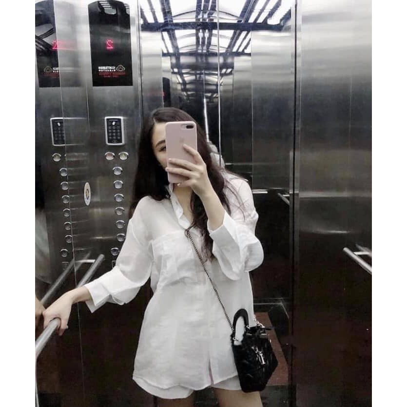 Áo Sơ Mi Nữ - Áo sơ mi đũi túi ngực nữ LE58 | BigBuy360 - bigbuy360.vn