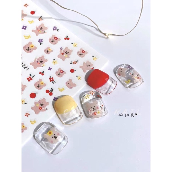 Sticker dán móng hình gấu, thỏ cute