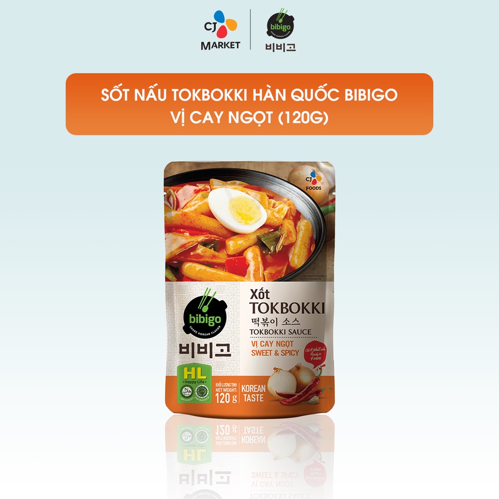 [Chỉ giao HCM] Sốt nấu Tokbokki Hàn Quốc Bibigo vị cay ngọt 120g - Nhập khẩu từ Hàn Quốc