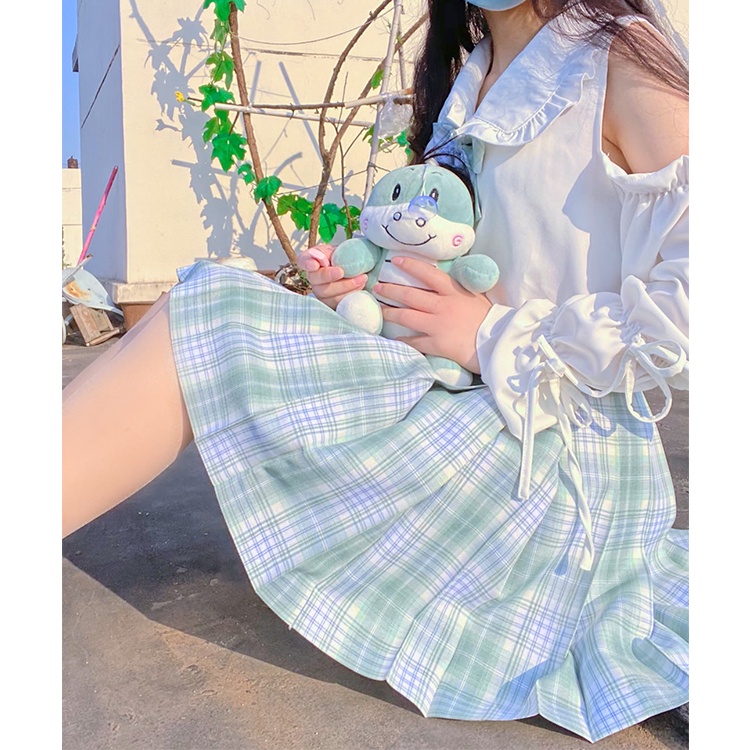 Hormones chân váy xếp ly tennis caro dáng ngắn vintage Thời Trang ulzzang Nhật Bản