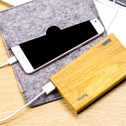 Pin Sạc Dự Phòng 2 cổng sạc USB Hoco vân gỗ sang trọng 13000mAh B12B