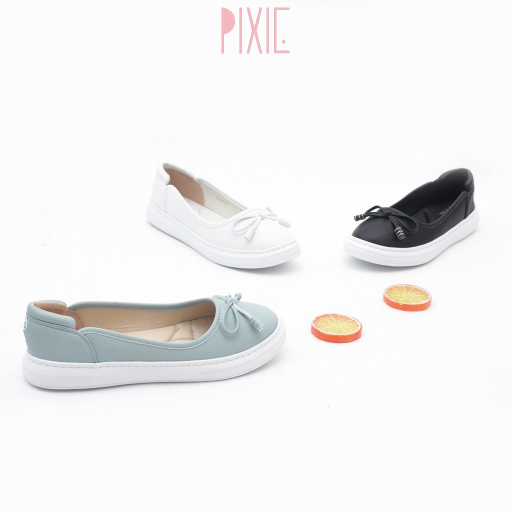 Giày Búp Bê Đế Slipon Trắng Siêu Nhẹ Nơ Nhỏ Pixie X385 | BigBuy360 - bigbuy360.vn