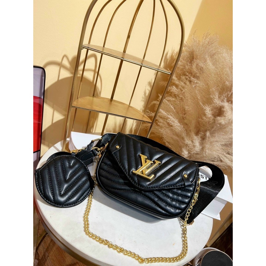 SET TÚI ĐEO CHÉO DÂY BẢN TO L.V New Wave Multi Pochette SANG CHẢNH FULLBOX HÃNG - TÚI XÁCH NỮ CÁ TÍNH TRẺ TRUNG