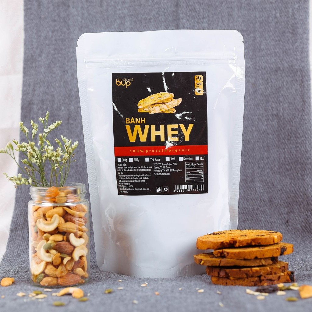 Bánh WHEY Protein 500g Ngũ Cốc Tăng Cơ, Giảm Mỡ, Giảm Cân, thanh protein bar cho gymer - Biscotti nguyên cám không đường