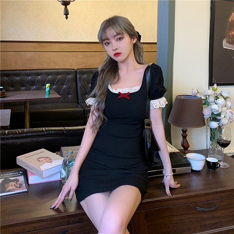 Đầm Nữ Thiết Kế, Váy Nữ Dáng Ôm, Cổ Vuông Tay Bồng Phối Ren Moda.H | BigBuy360 - bigbuy360.vn