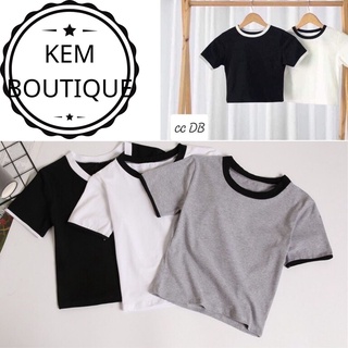 ÁO CRT ÔM TRẮNG ĐEN VIỀN CỔ/ KEM BOUTIQUE