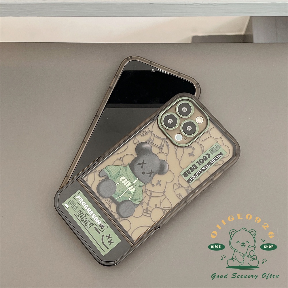 Ốp Điện Thoại TPU In Hình Gấu Kèm Giá Đỡ Ẩn Cho Iphone 13 12 11 Pro Max Xs Max Xr X 8 7Plus