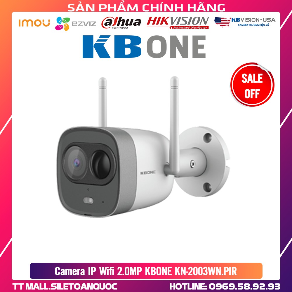 Camera IP Wifi 2.0MP KBONE KN-2003WN.PIR [BÁO ĐỘNG] - Chính Hãng Bảo Hành 2 năm