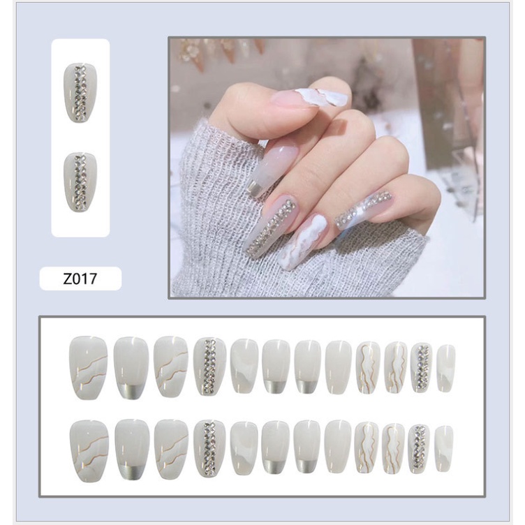 [Z1-20] Móng giả đính đá bộ 24 móng /Kèm keo/ làm nail mã Z