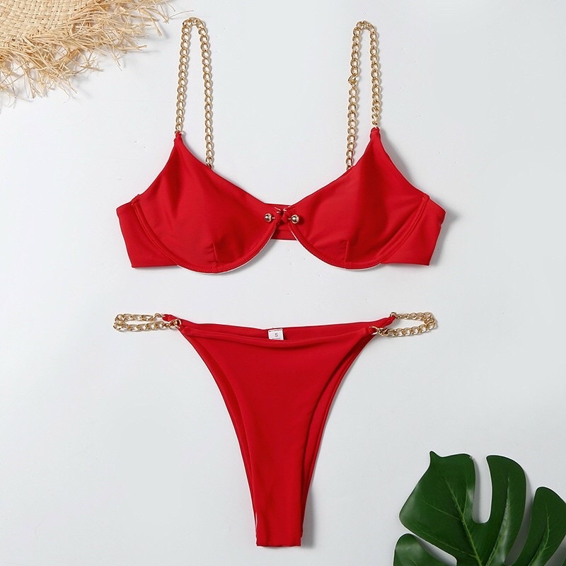 Bikini màu đỏ phối khoen siêu sexy