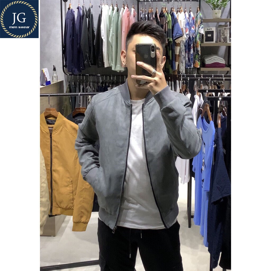 Áo khoác nam da lộn kiểu dáng bomber cao cấp, áo khoác nam hàng hiệu, áo khoác nam đẹp. | BigBuy360 - bigbuy360.vn
