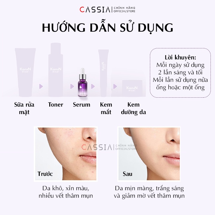 Serum dưỡng ẩm da, kiểm soát dầu KANJN, Serum dưỡng trắng chiết xuất lá tía tô, Se khít lỗ chân lông