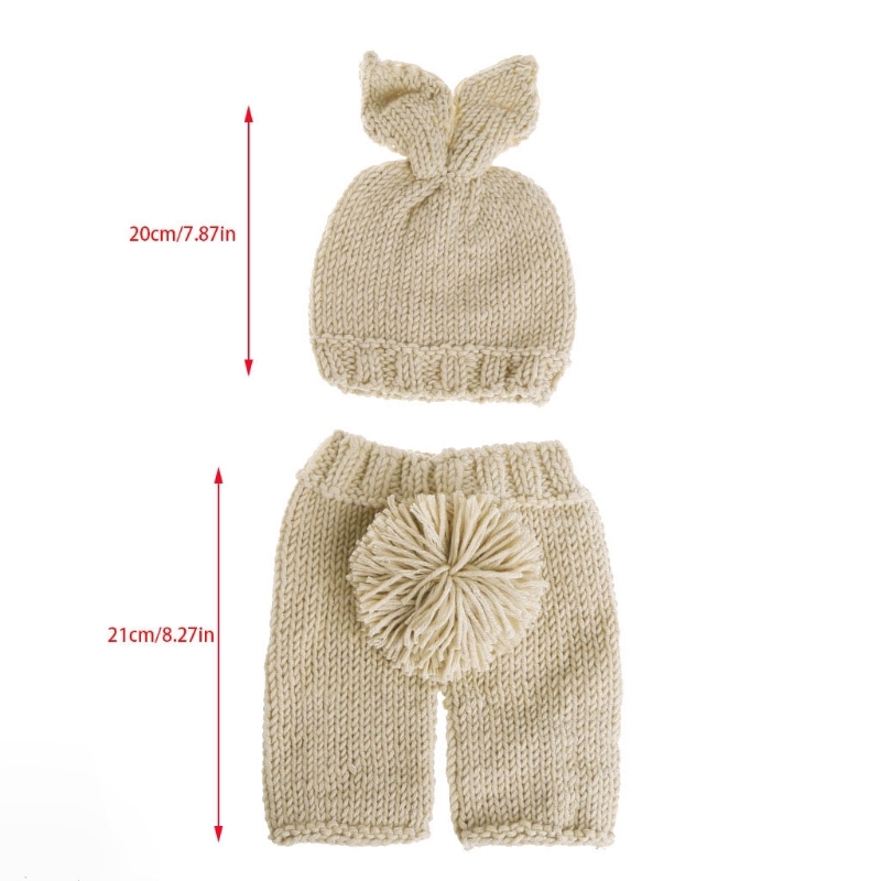 Bộ đạo cụ hình thỏ dệt kim để chụp ảnh sơ sinh cho bé gái bé trai